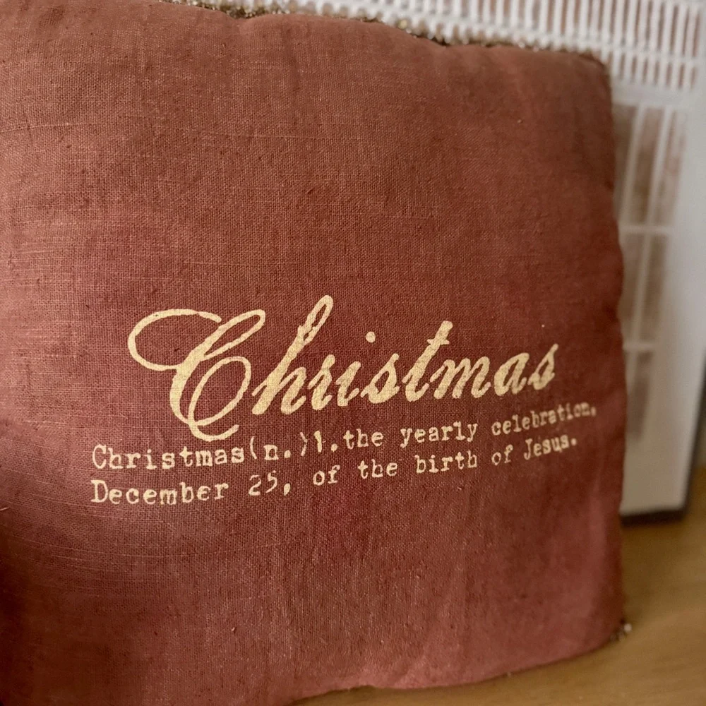 Vintage Christmas Decorative Pillow in Terracotta